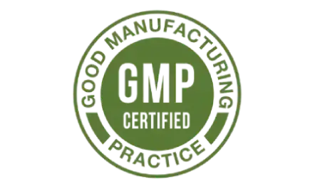 GMP certified badge indicating good manufacturing practice standards